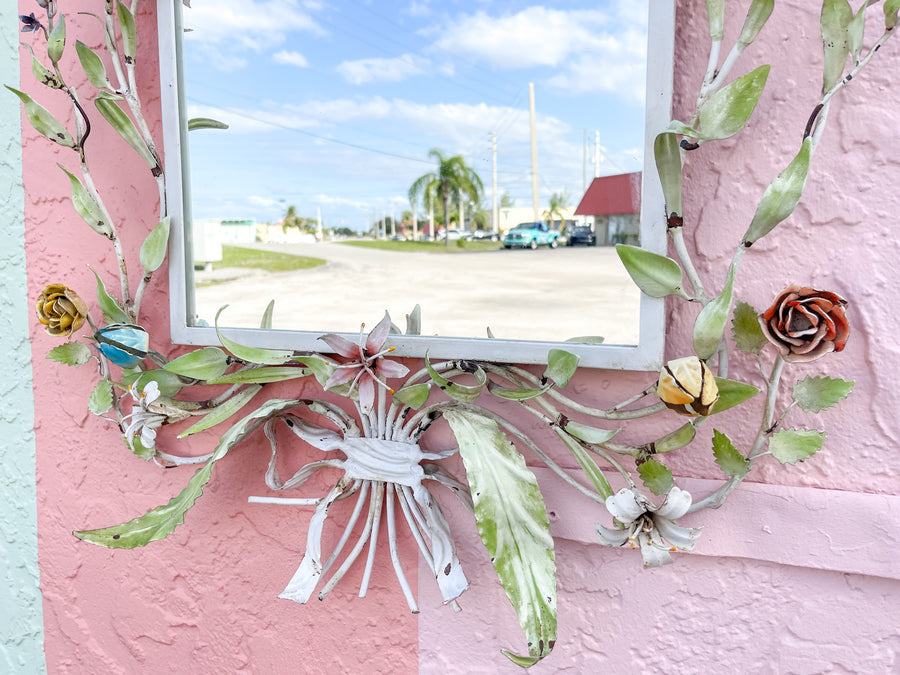 Fab Floral Tole Mirror