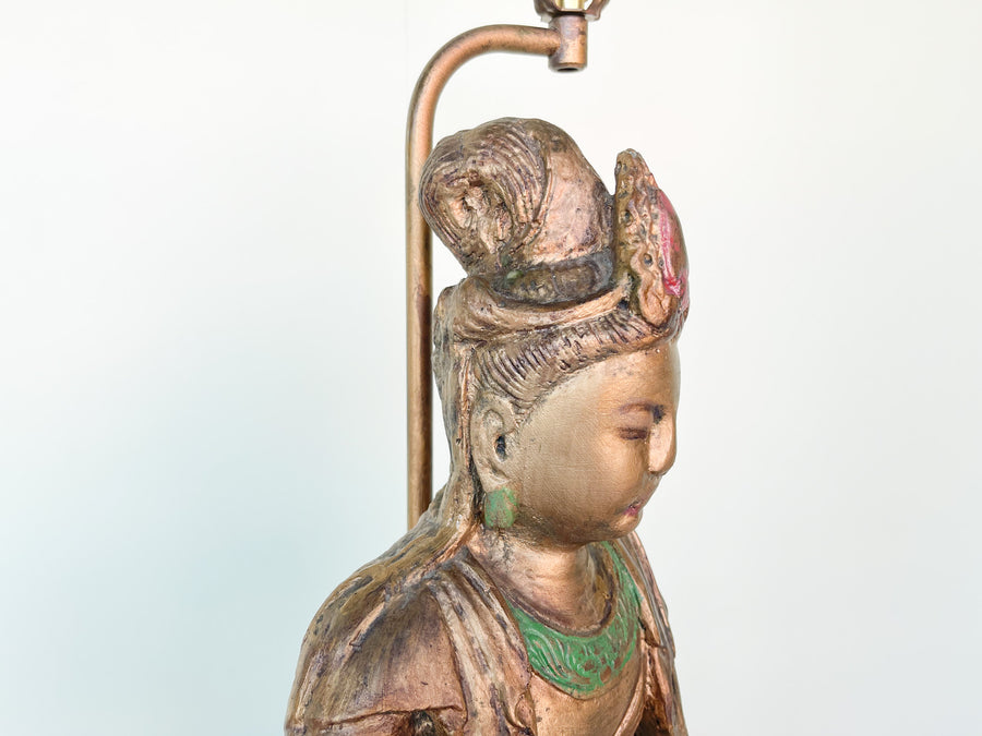 Warehouse Wednesday: Large Wood Carved Buddha Lamp