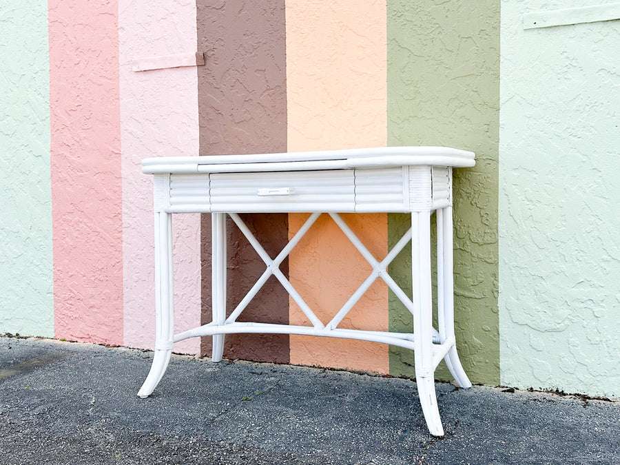 Palm Beach Chic Painted Rattan Desk