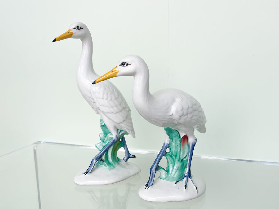 Pair of Italian Ceramic Herons