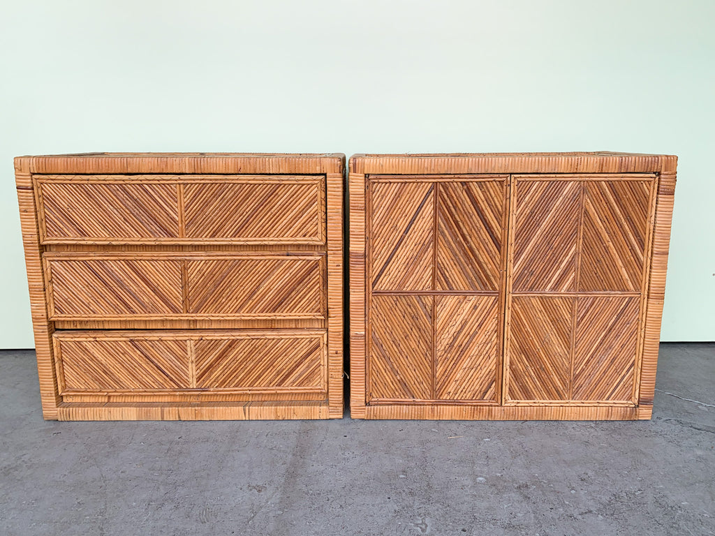 Pair of Oversized Rattan Chests