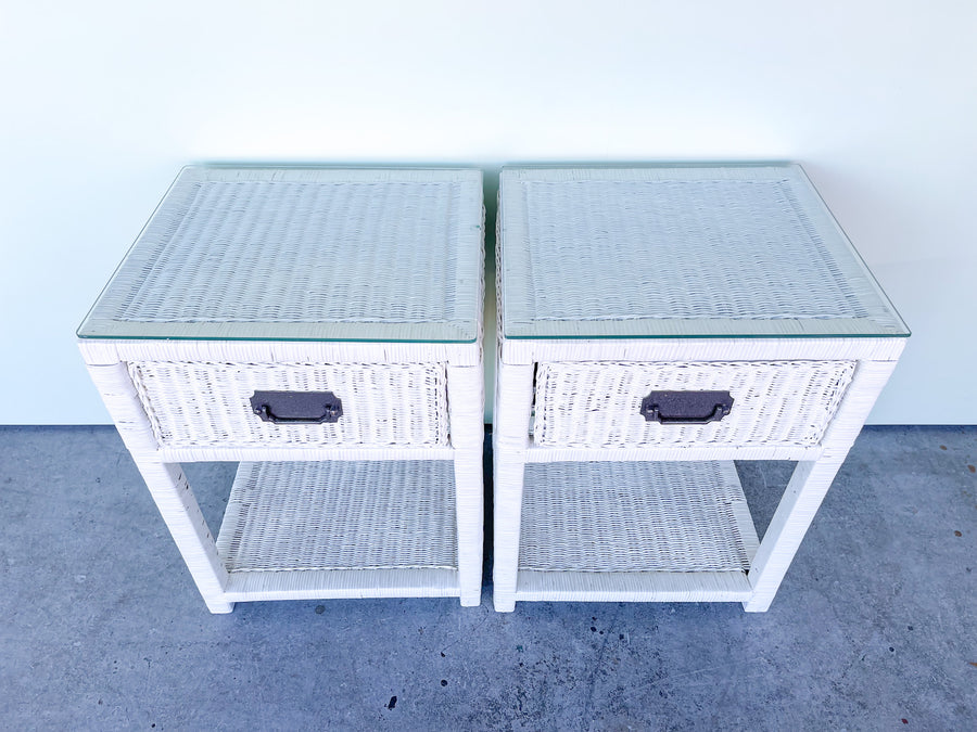 Pair of Sweet Wicker Nightstands