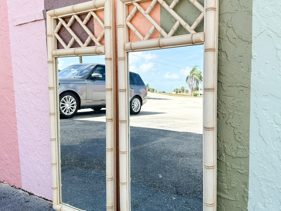 Pair of Palm Beach Faux Bamboo Mirrors