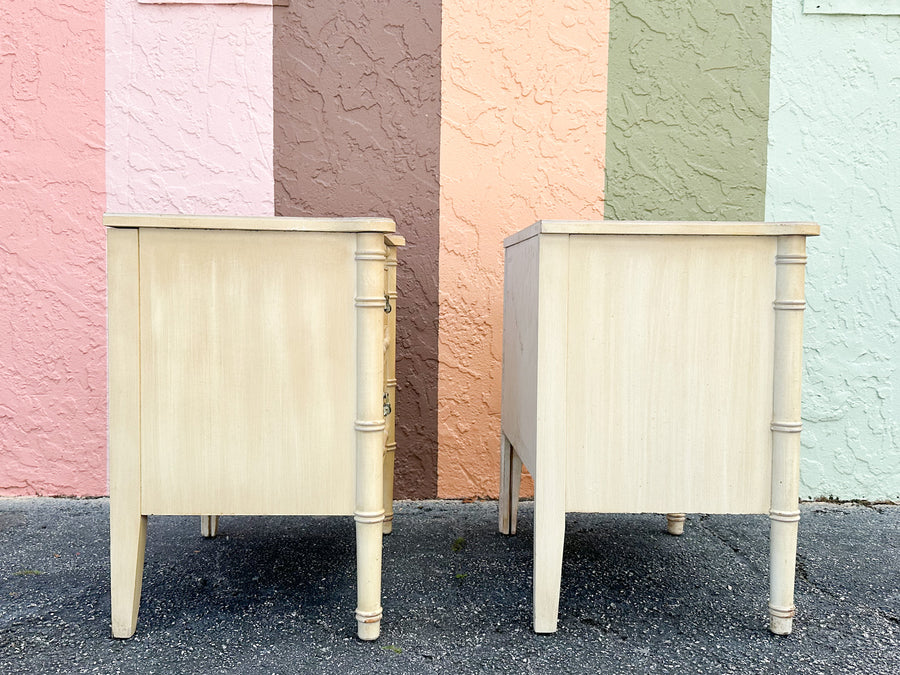 Pair of Henry Link Faux Bamboo Nightstands