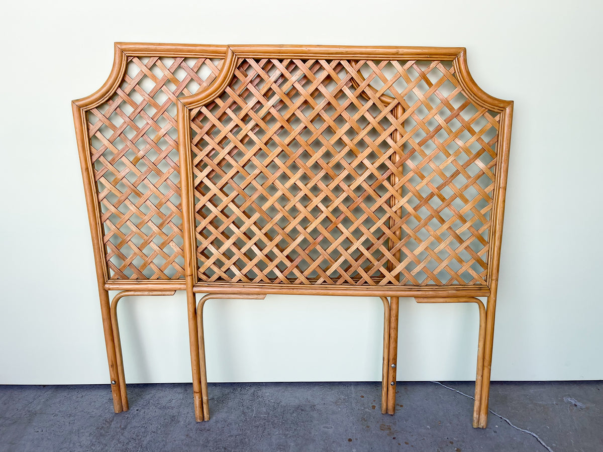 Pair of Lattice Rattan Twin Headboards