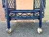 Navy Rattan Bar Cart on Castors