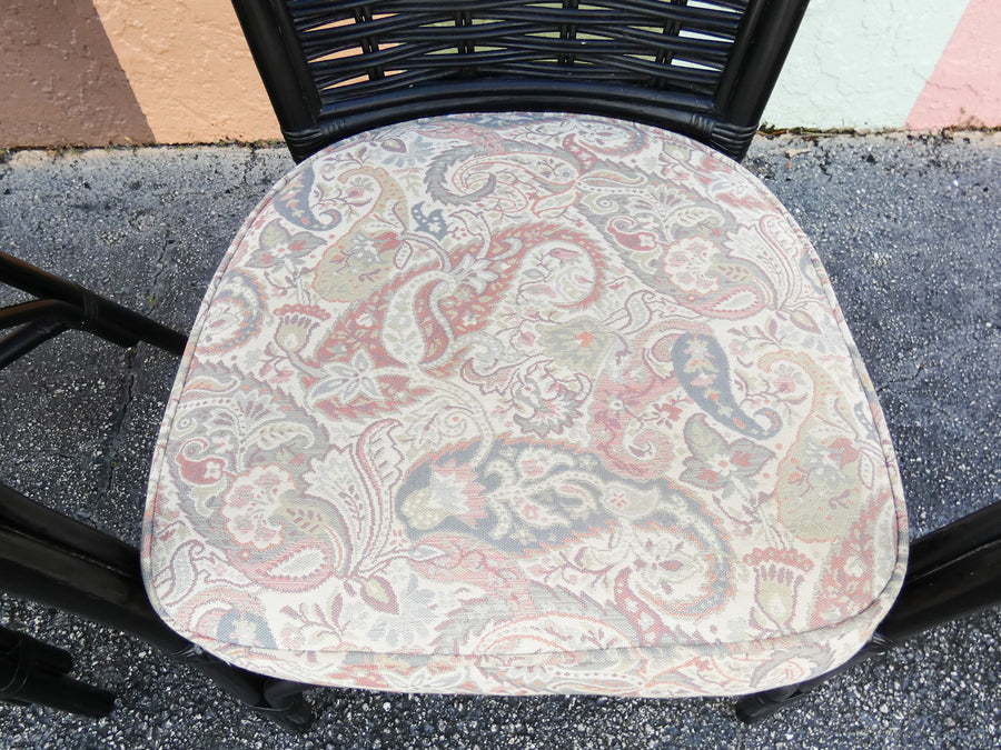 Pair of Painted Black Rattan Barrel Chairs