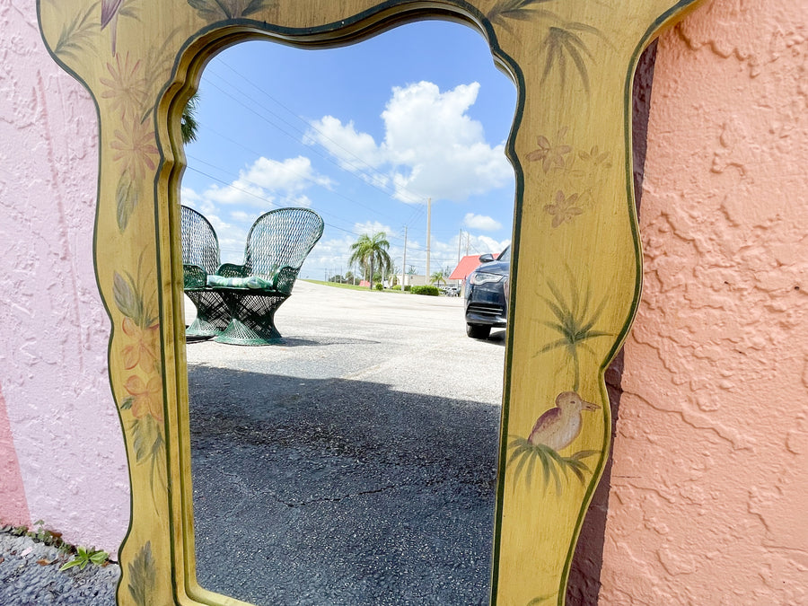 Palm Beach Chic Painted Bird Mirror