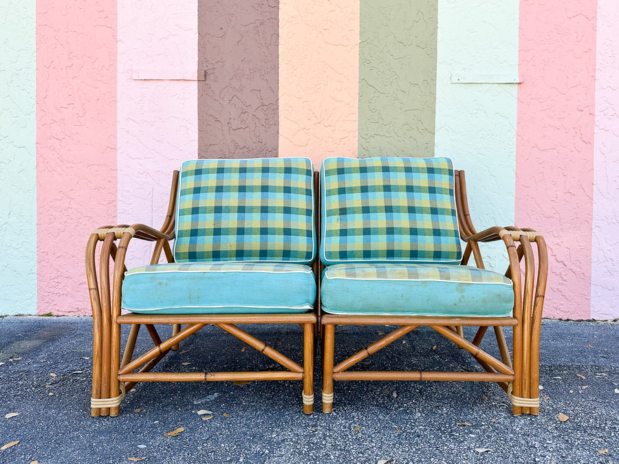 1940s Heywood Wakefield Two Piece Rattan Loveseat