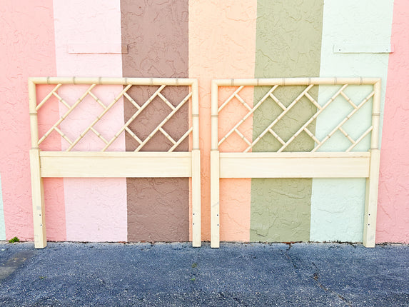 Pair of Faux Bamboo Chippendale Twin Headboards