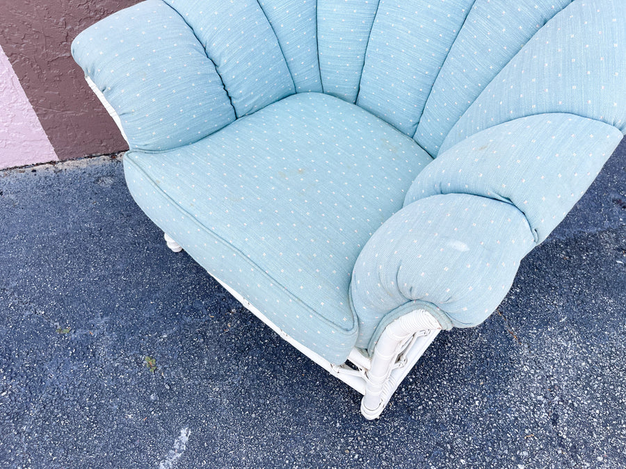 Oversized Ficks Reed Lattice Rattan Lounge Chair