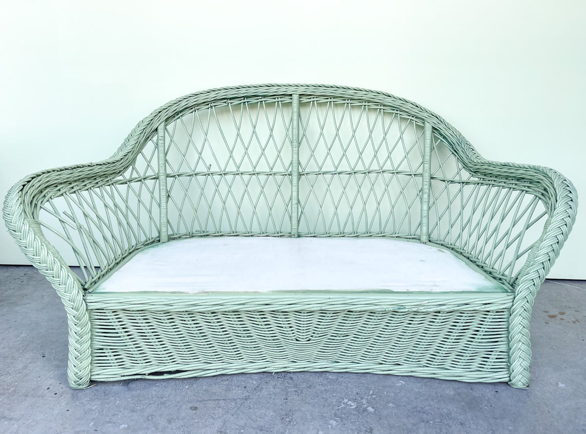 Seagreen Braided Rattan Loveseat