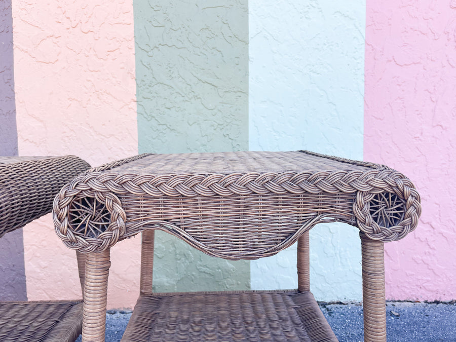 Pair of Wicker Chic Side Tables