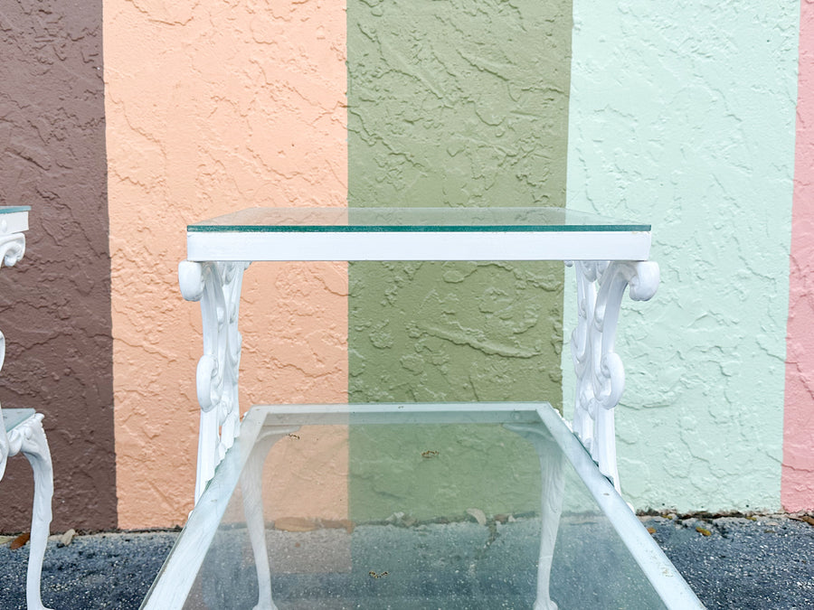 Pair of Palm Beach Chic Two Tier Side Tables