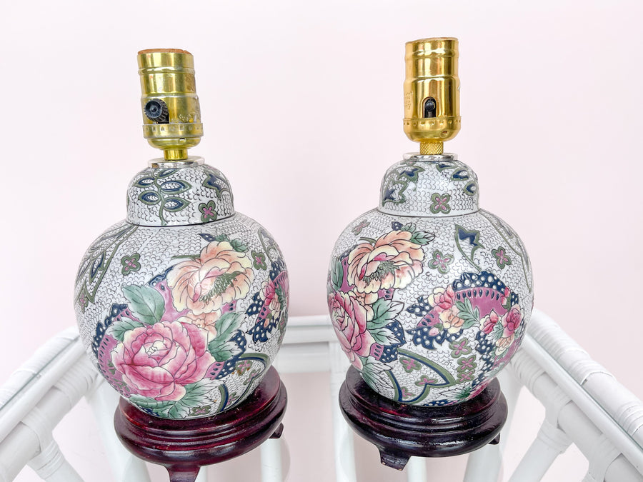 Pair of Petite Floral Lamps