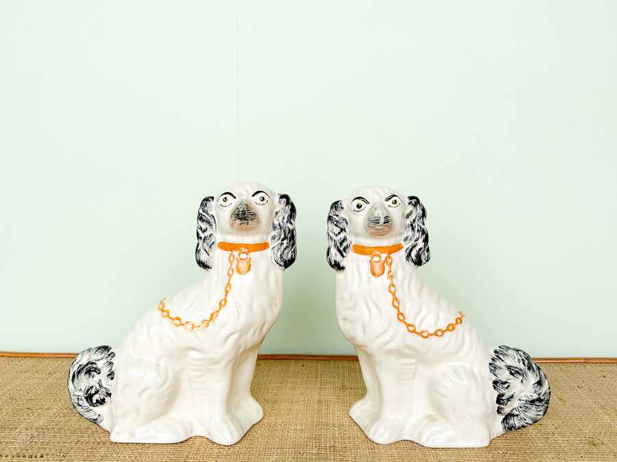 Pair of Black and White Dog Figurines