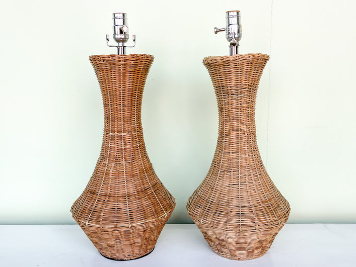 Pair of Cute Wicker Lamps