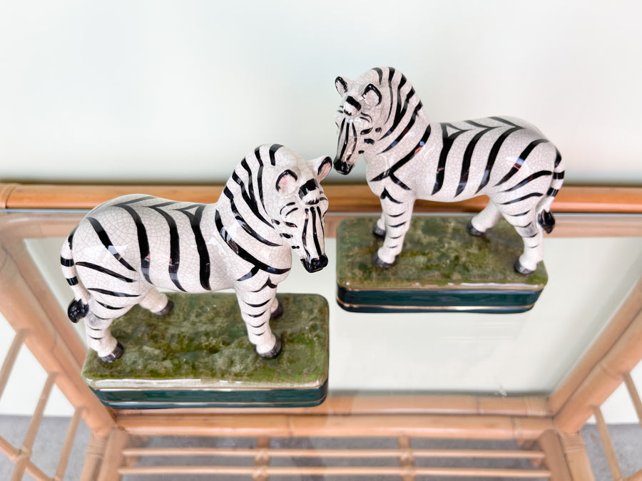 Pair of Japanese Zebra Figurines