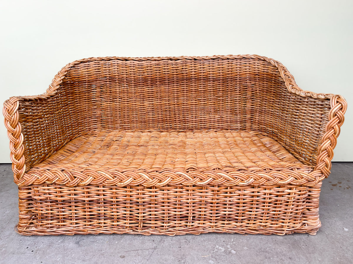 Braided Rattan Settee