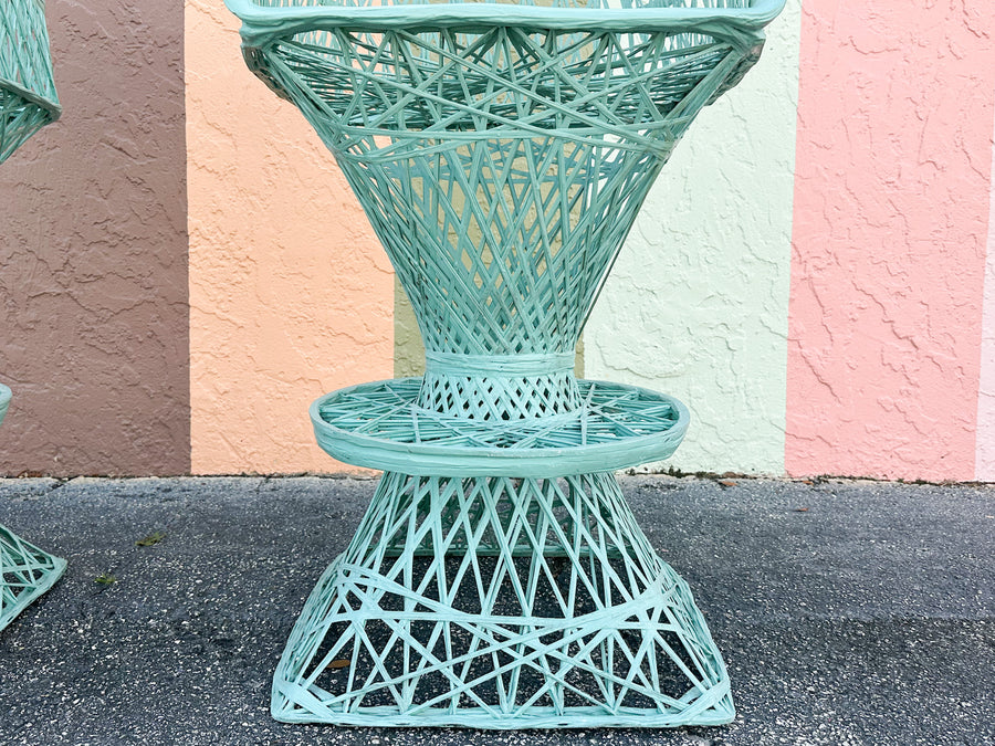 Pair of Seafoam Webspun Bar Stools