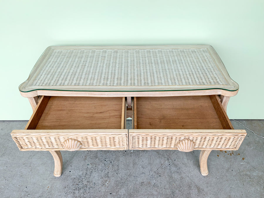 Shellegance Rattan Desk and Chair