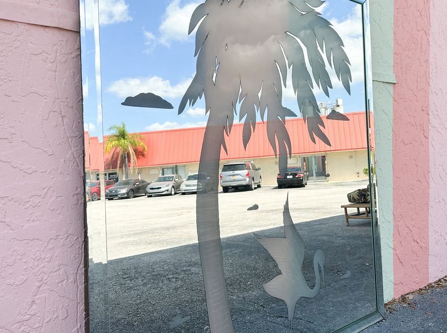 Large Heron and Palm Mirror
