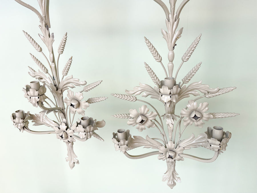 Pair of Floral Metal Wall Sconces