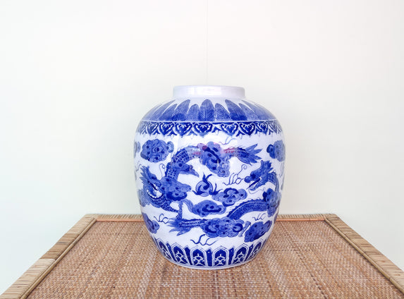 Large Blue and White Dragon Vase