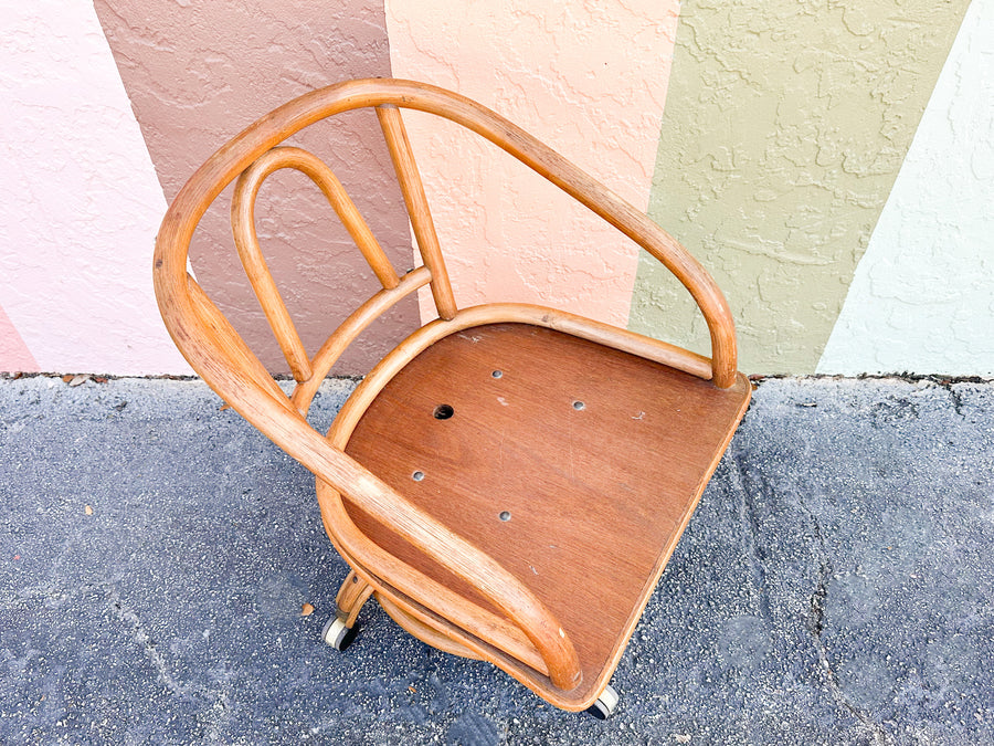 Rattan Desk Chair on Castors