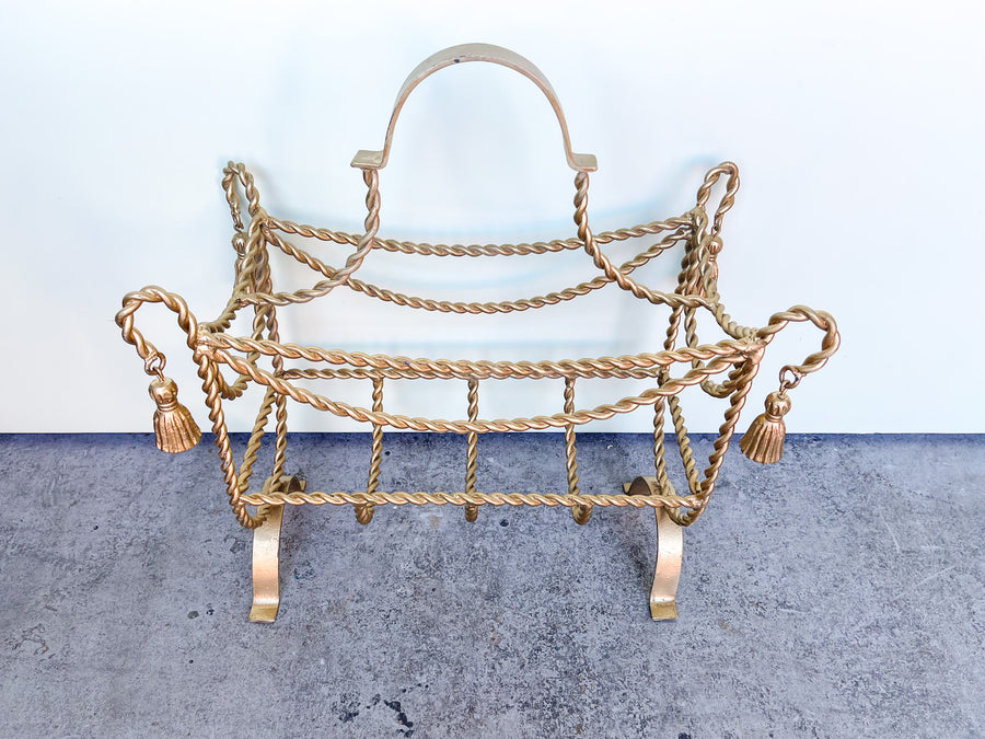 Hollywood Regency Tassel Magazine Rack