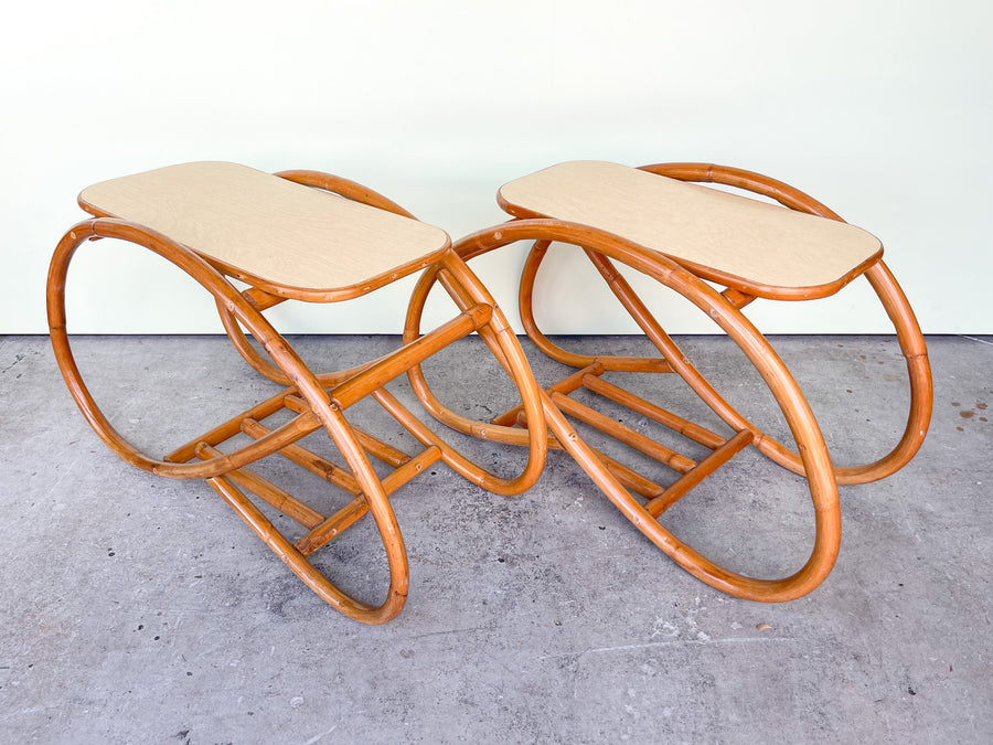 Pair of MCM Rattan Side Tables