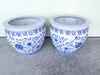 Pair of Large Blue and White Cachepots