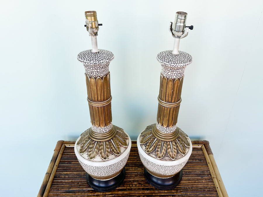 Pair of MCM Crackle Lamps