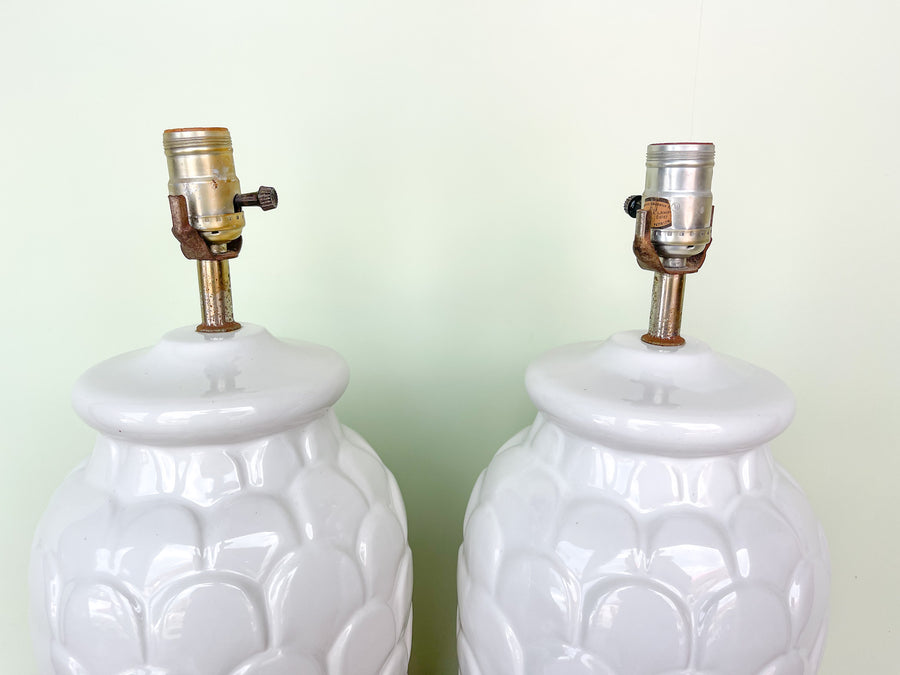 Pair of Ceramic Scallop Lamps