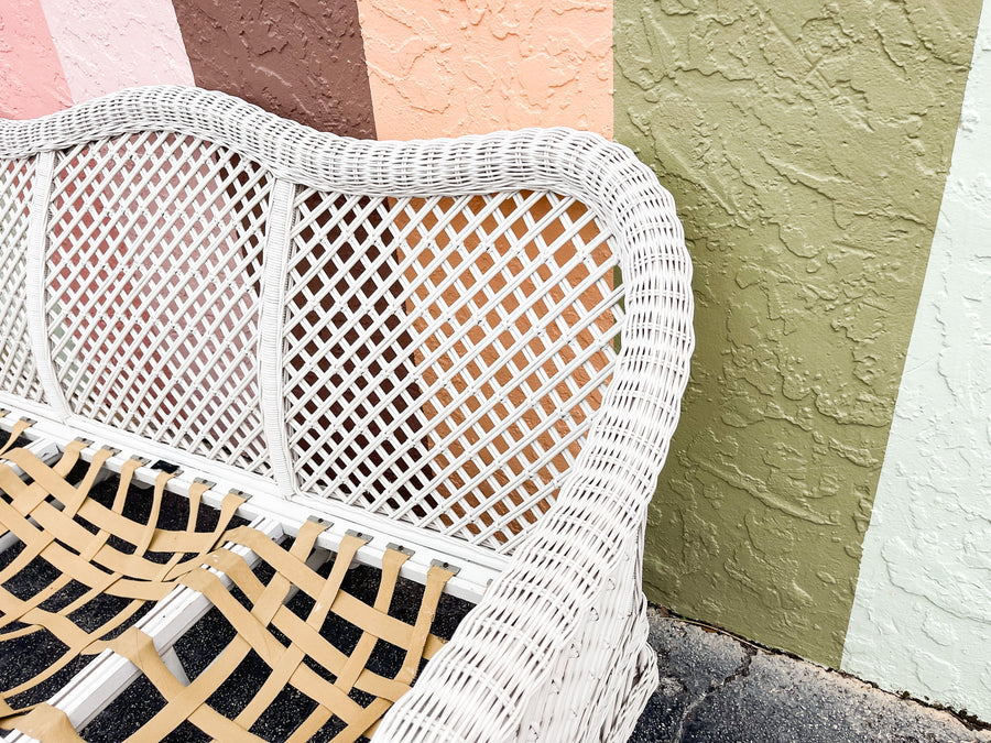 Palm Beach Braided Lattice Wicker Sofa