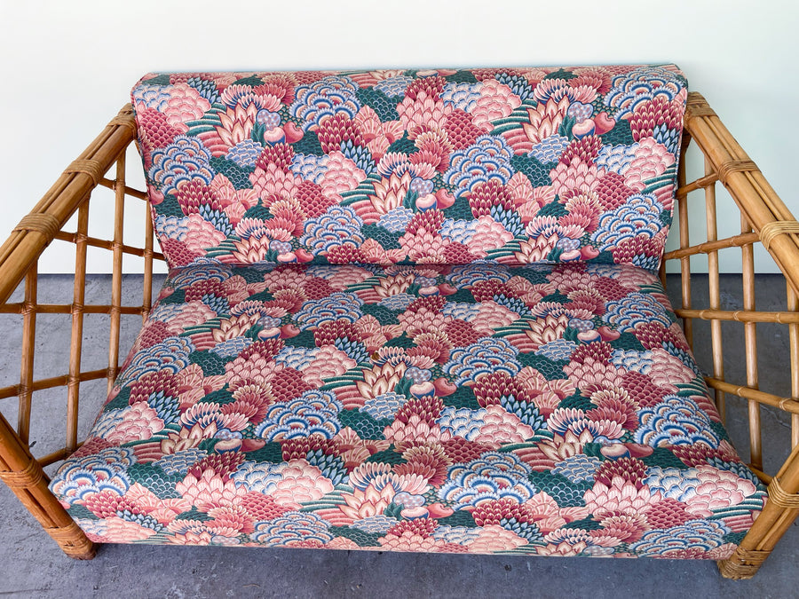 Upholstered Rattan Loveseat
