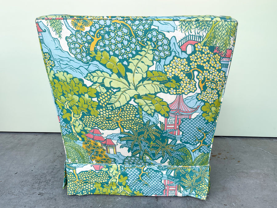 Pair of Palm and Pagoda Upholstered Chairs