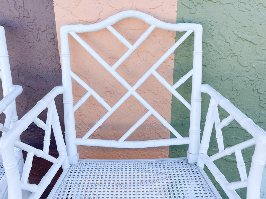 Pair of Painted Chippendale Arm Chairs