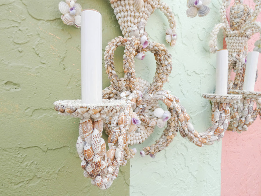 Pair of Shell Encrusted Wall Sconces