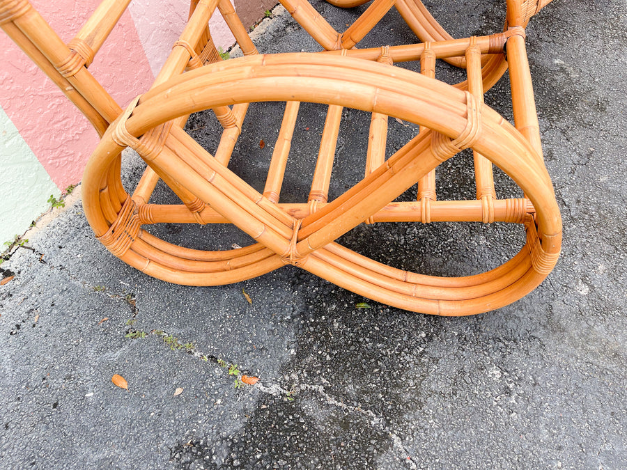 Pair of Frankl Style Rattan Pretzel Chairs