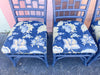 Set of Four Beautiful Navy Fretwork Rattan Dining Chairs