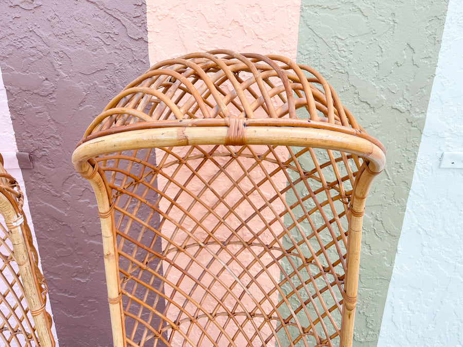 Pair of Hooded Rattan Chairs