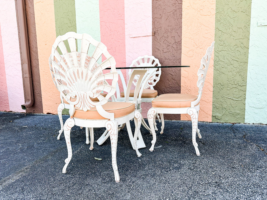 Palm Beach Chic Grotto Shell Back Outdoor Dining Set
