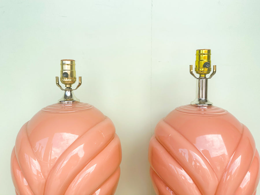 Pair of Pink Chic Glass Lamps