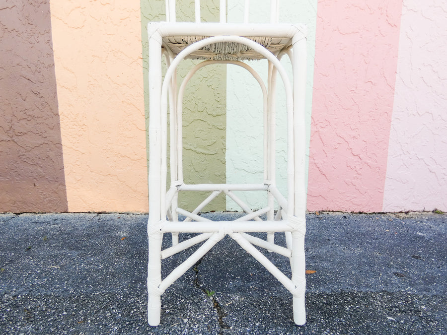 Pair of Old Florida Rattan Bar Stools