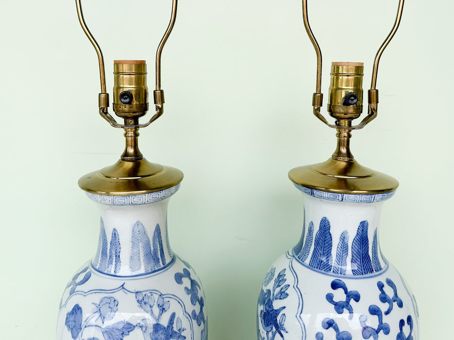 Pair of Blue and White Chinoiserie Lamps