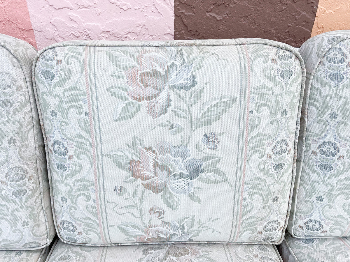 Granny Chic Painted Rattan Sofa