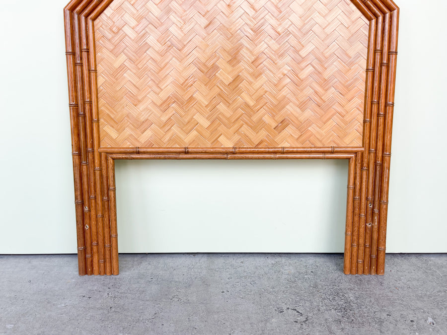 Pair of Old Florida Style Rattan Twin Headboards