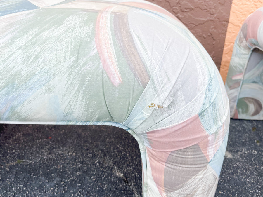 Pair of 80s Chic Waterfall Ottomans
