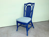 Royal Blue Rattan Desk and Chair